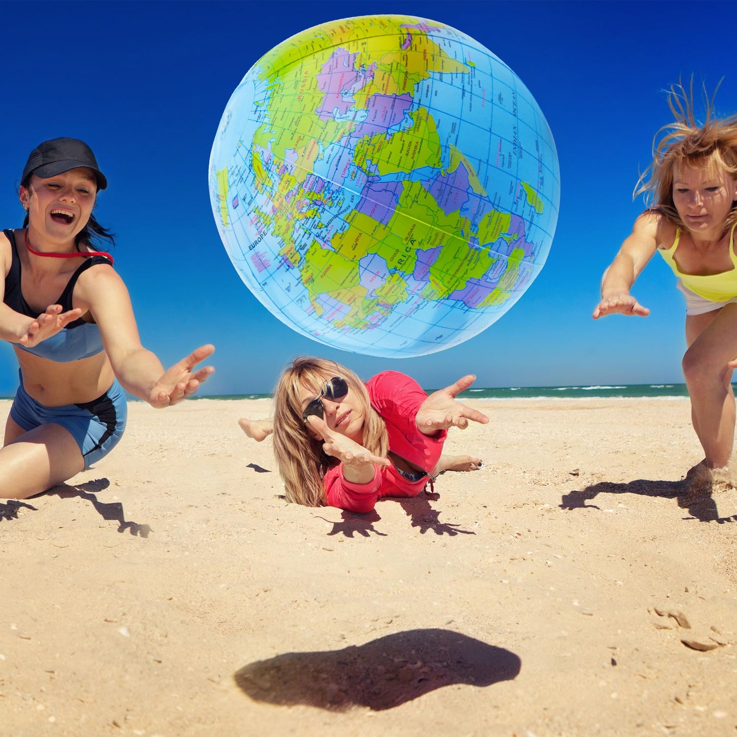 Restroma 20 Pack Inflatable World Globe - 16 Inch Blow Up Earth Beach Ball for Summer Beach Party Favors
