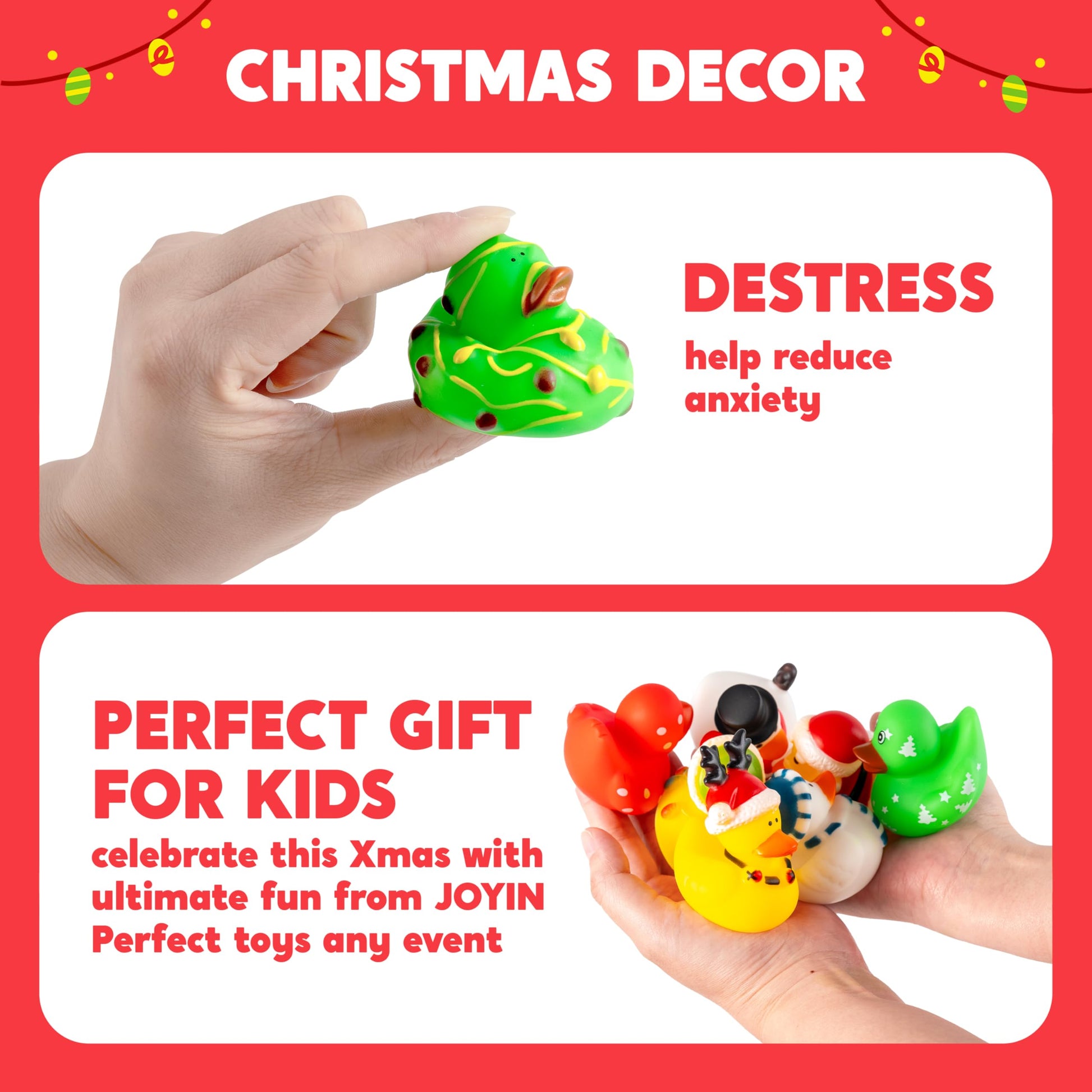 JOYIN 24 PCS Christmas Ducks Baby Bathtub Toys, Assorted Xmas Rubber Duckies for Kids Gifts, Ducky Toddler Bath Toys Rubber Duck Bulk for Stocking