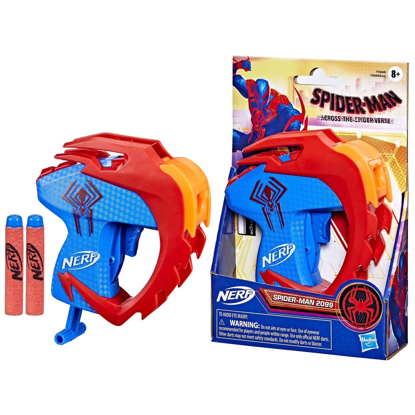 Nerf Spider-Man: Across The Spider-Verse, Spider-Man 2099 MicroShots Dart Blaster, Movie Inspired Design, 2 Elite Darts