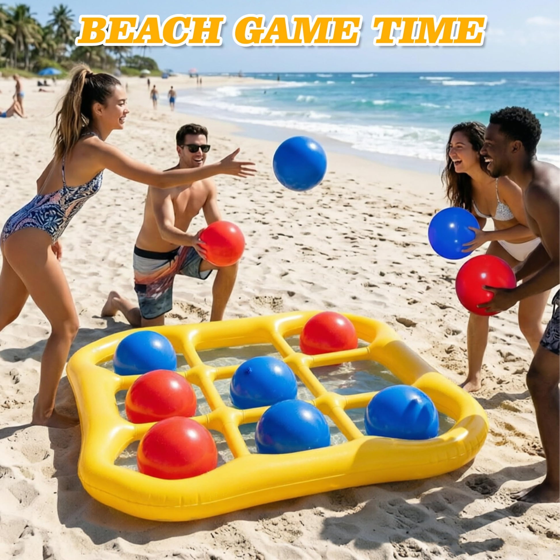 Azurphoric Inflatable Tic-Tac-Toe Pool Toys Games, Giant Pool Floats Water Games with 10 Balls & Manual Air Pump, Summer Outdoor Swimming Pool Party