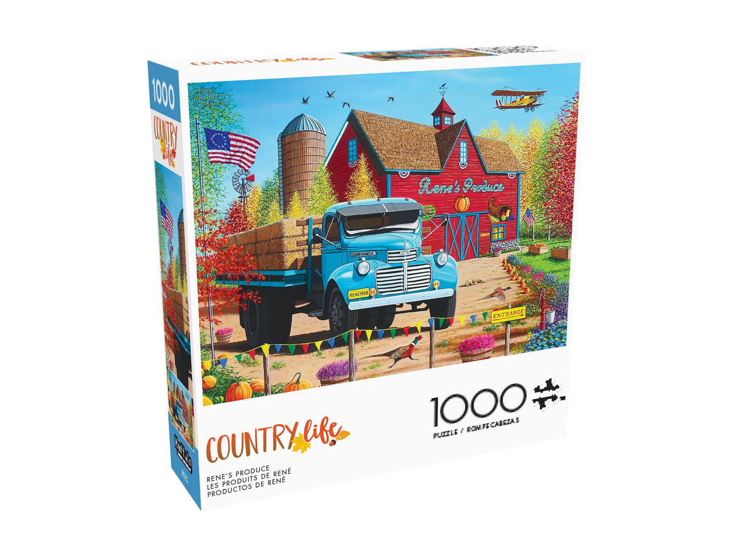 Buffalo Games - Rene's Produce - Mike Bennet - Country Life -1000 Piece Jigsaw Puzzle - Colorful, Fall Puzzles for Adults - Precision-Cut Pieces