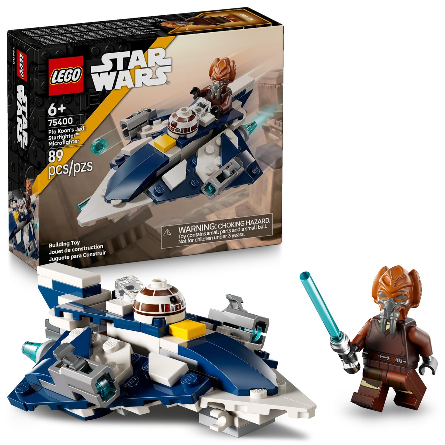 LEGO Star Wars Plo Koon’s Jedi Starfighter Microfighter Kids Toy - Building Toy for Pretend Play - Clone Wars Playset and Room Decor for Boys