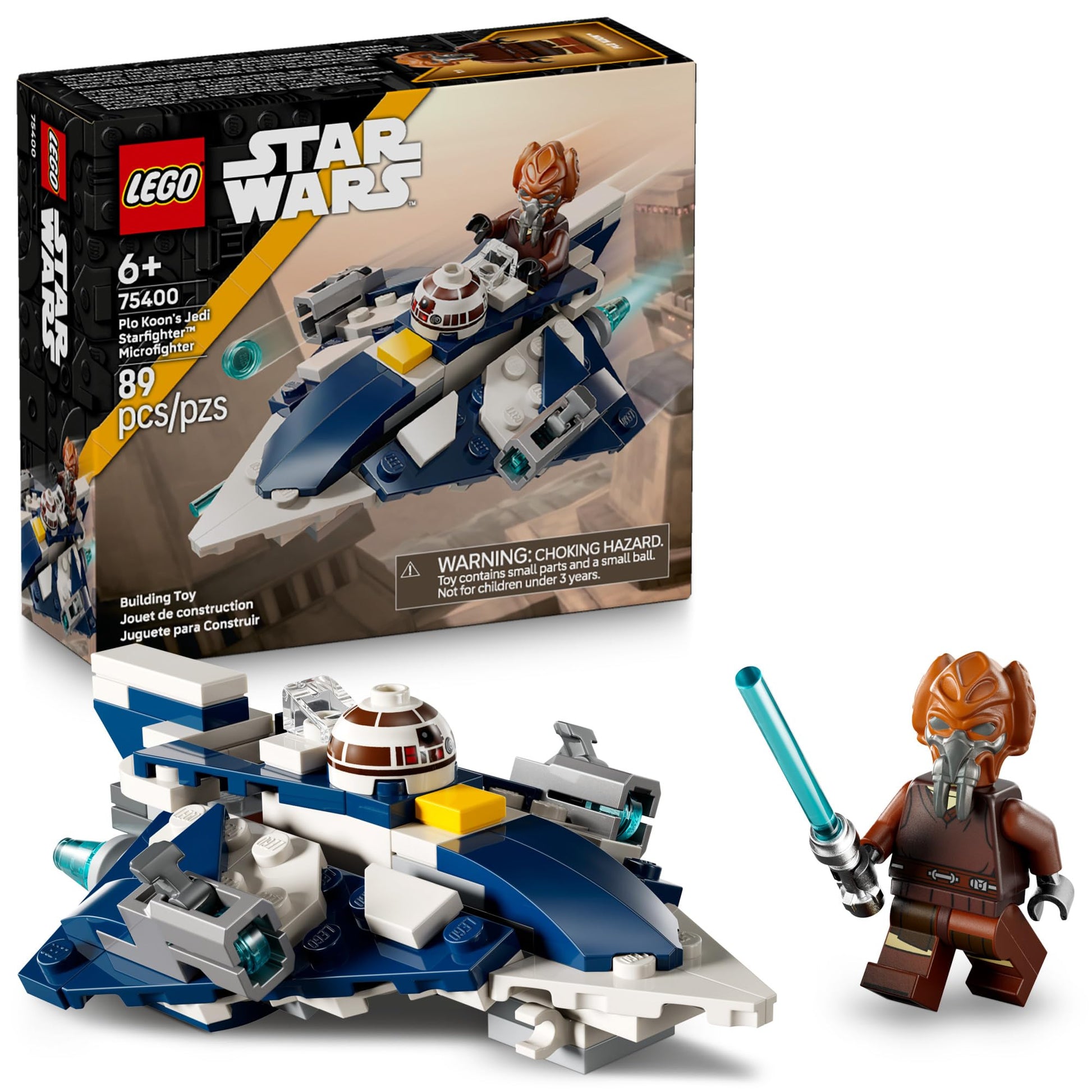 LEGO Star Wars Plo Koon’s Jedi Starfighter Microfighter Kids Toy - Building Toy for Pretend Play - Clone Wars Playset and Room Decor for Boys