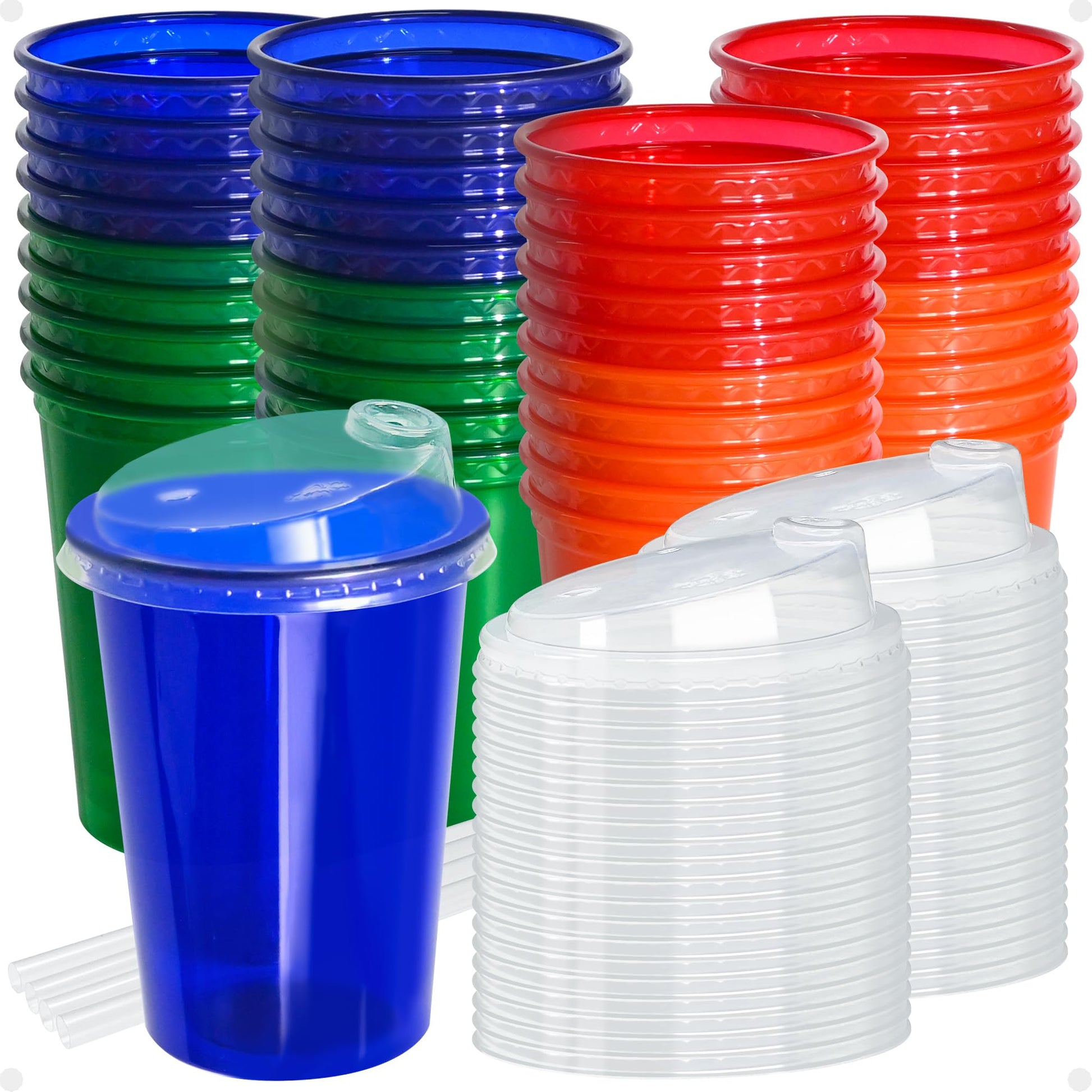 L LIKED 40 Pcs 12oz Kids Cups, Spill Proof Party Cups with Lids and Straws