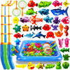 CozyBomB™ Magnetic Fishing Toys Game Set for Kids | Water Table Bathtub Kiddie Pool Party Pole Rod Net, Outdoor Plastic Floating Fish, Toddler Bath