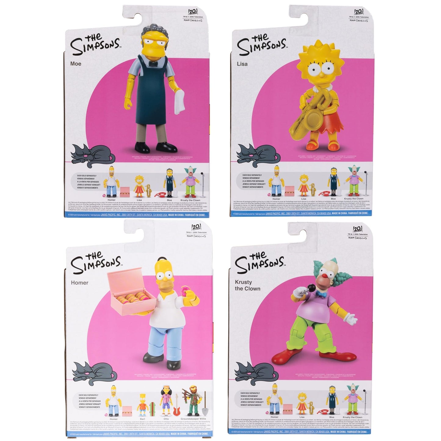 JAKKS Pacific Disney The Simpsons Action Figures 4-Pack 5-Inch Collectible Figures from Wave 2 - Lisa, Krusty, Moe and Homer