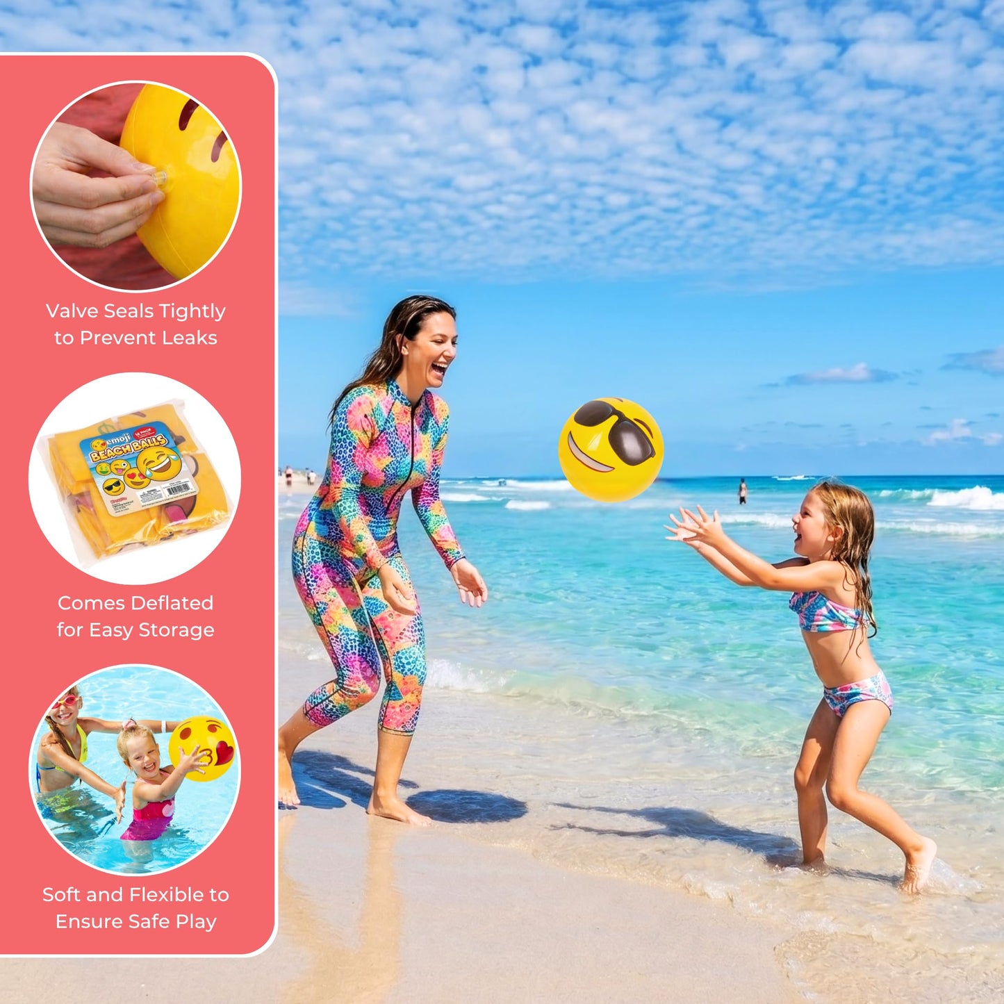 Kangaroo 12 Inflatable Emoticon Beach Balls for Kids & Adult for Pool Party
