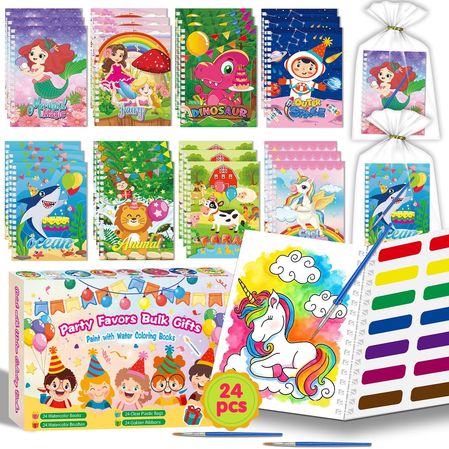 Kalysky 24Set Water Coloring Books Party Favors for Kids Ages 4-8 8-12