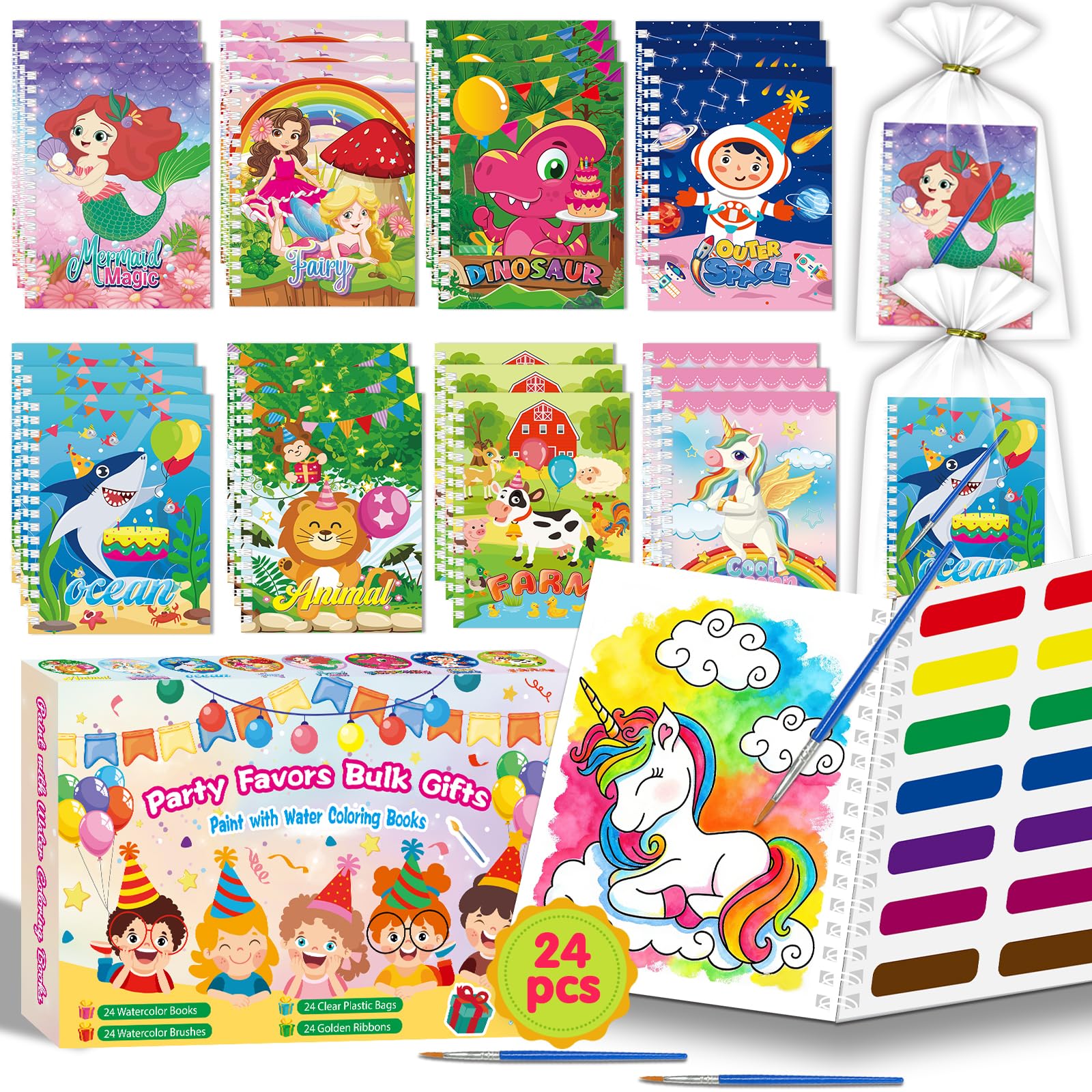 Kalysky 24Set Water Coloring Books Party Favors for Kids Ages 4-8 8-12