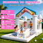14.1FT White Bounce House Castle for Kids, w/Slide & Ball Pit