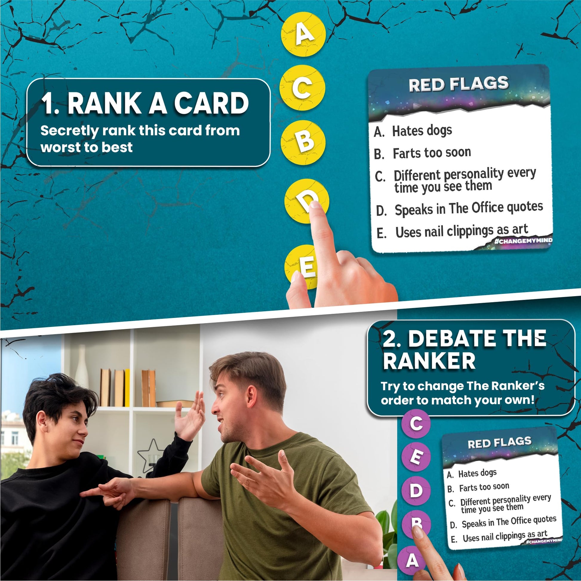 Change My Mind - Outrageous Debate Adult Party Game - Hilarious Ranking Card Game for Game Nights, Parties, Groups & Friends - Ages 17+, 3-8 Players