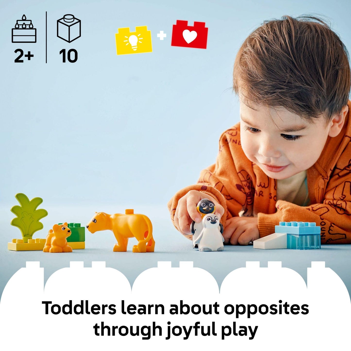 LEGO DUPLO Town Wild Animal Families Penguins & Lions Building Toy Playset - Preschool Learning & Educational Animal Toy for Toddlers, Boys and Girls