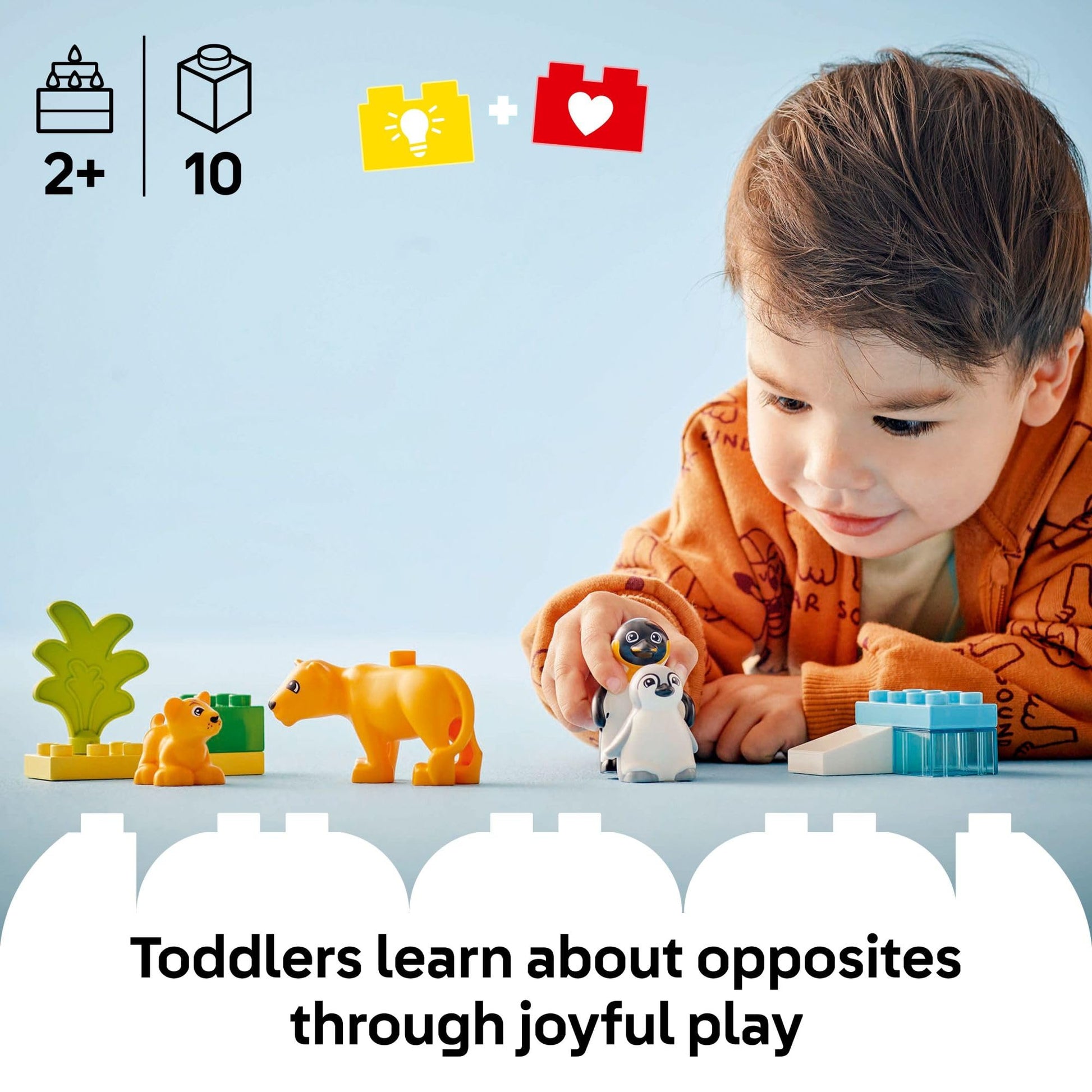 LEGO DUPLO Town Wild Animal Families Penguins & Lions Building Toy Playset - Preschool Learning & Educational Animal Toy for Toddlers, Boys and Girls