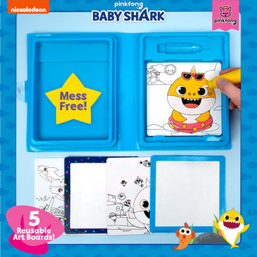 Horizon Group USA Baby Shark Aqua Art - Baby Shark Water Coloring Pads - Includes Magic Refillable Water Brush for Mess-Free Art Painting for Toddlers