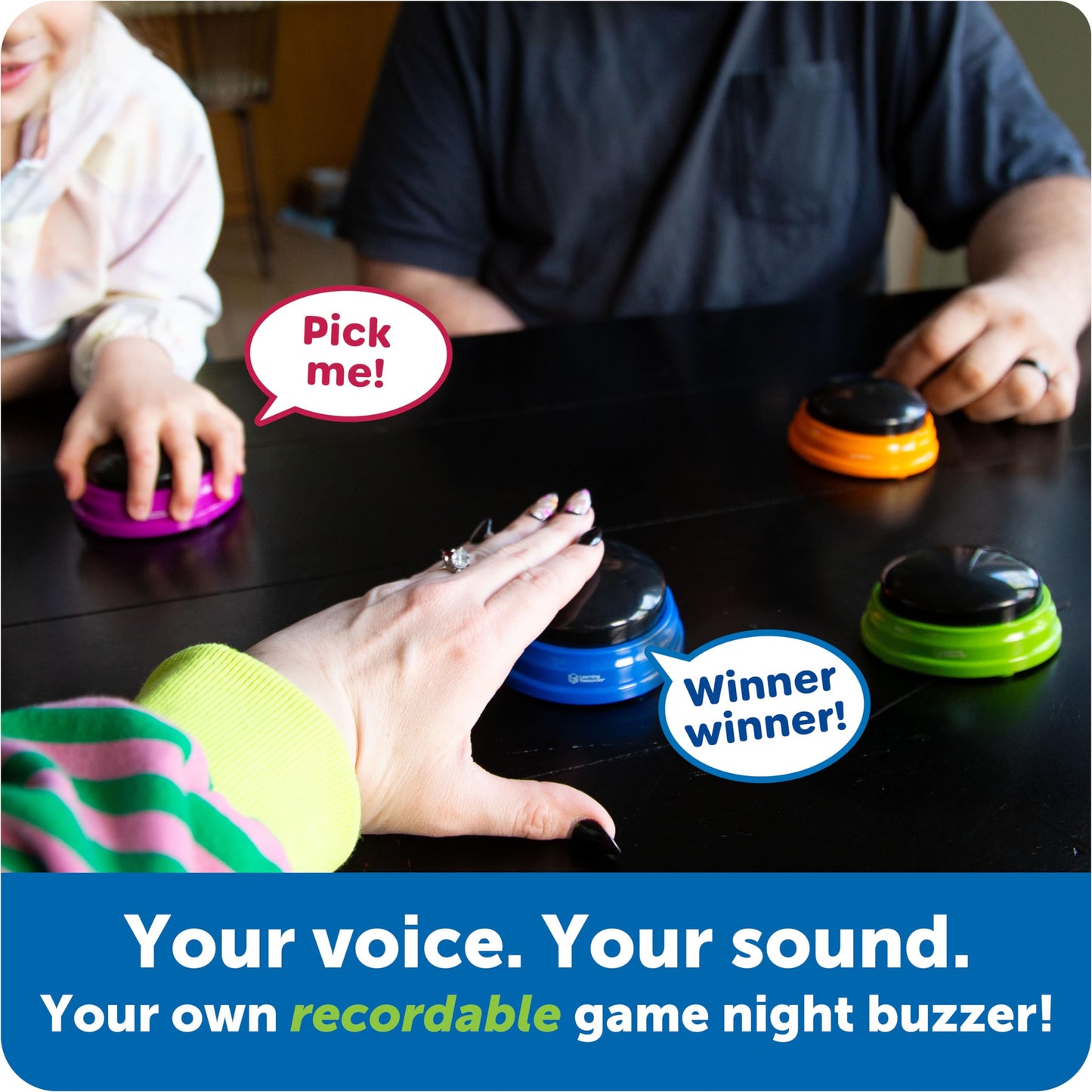 Learning Resources Recordable Answer Buzzers - Classroom Must Haves Supplies, Kids Toys, Sound Effect Button, Family Game Shows For Trivia