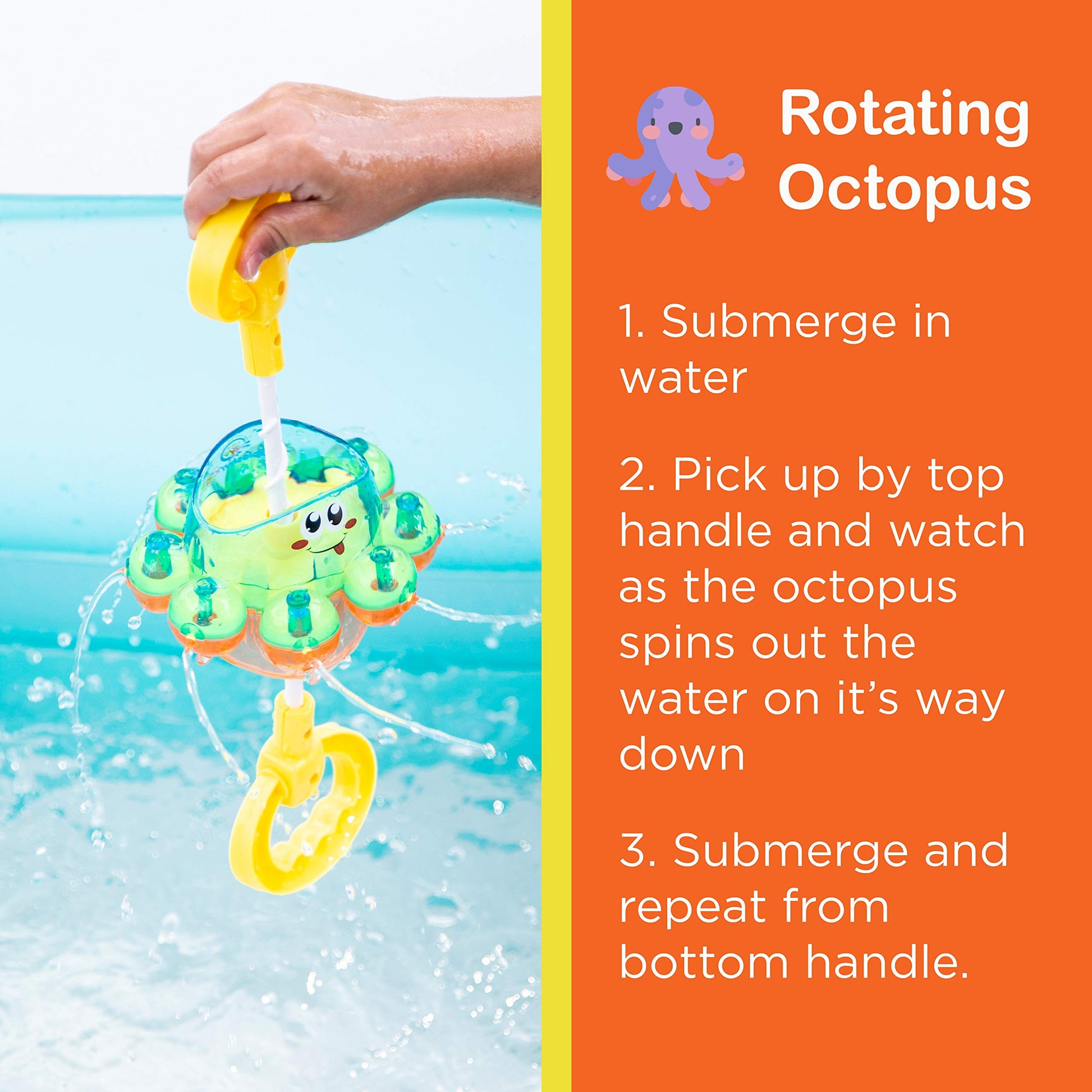 Splashin'kids Bath Toys Double The Fun Baby Toys Water Bathtub Toys Toddlers Rotating Octopus and Head Bobbing Reindeer