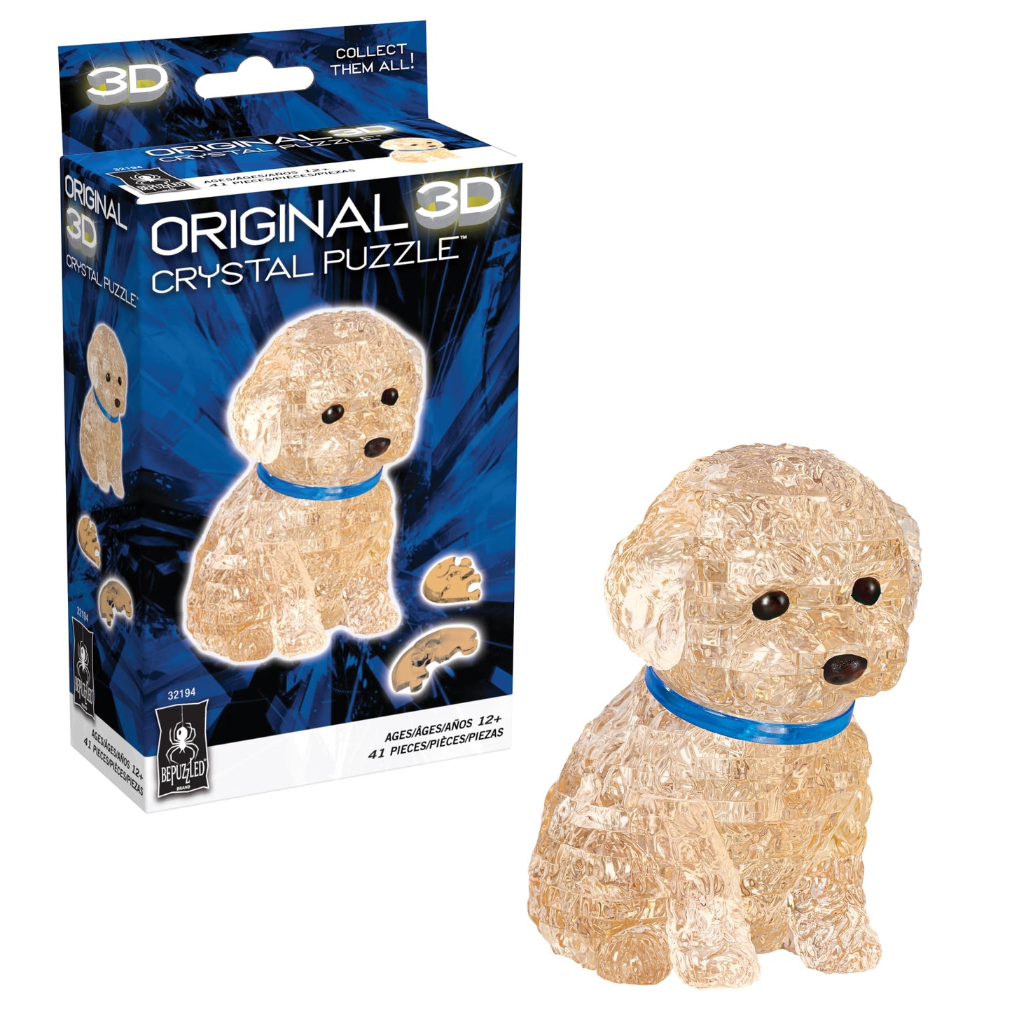 Apricot Poodle Crystal 3D Puzzle, 41-Pc Brain Teaser, Ages 12+