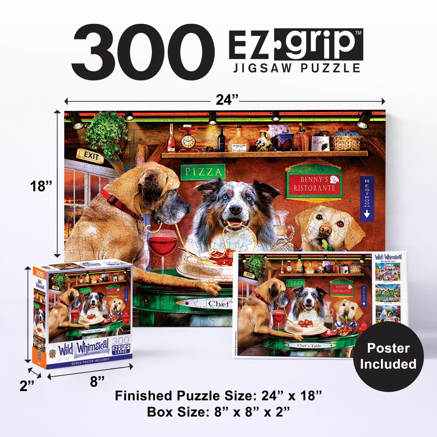 MasterPieces 300 Piece EZ Grip Jigsaw Puzzle - Benny's Ristorante - 18"x24"