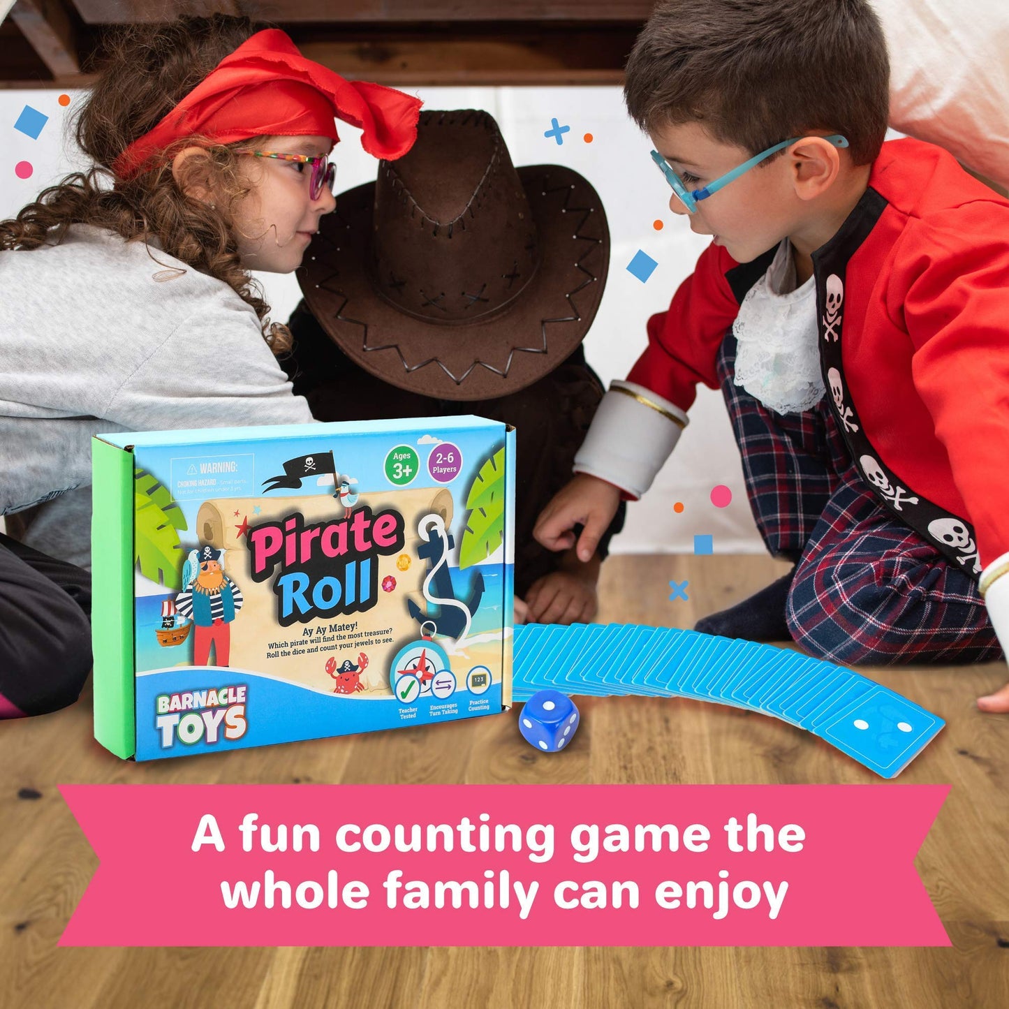 Barnacle Toys Pirate Roll - Pirate Toys for Kids 3-5, Preschool and Kids Games