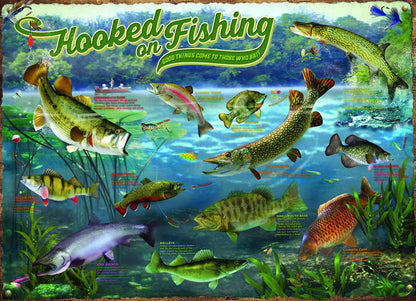 Cobble Hill 1000 Piece Puzzle - Hooked on Fishing - Sample Poster Included