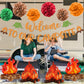 Camping Party Decorations, Welcome to Our Campsite Banner 3D Campfire Centerpiece Pom Poms Balloons, Camping Decorations for Classroom, Camping Themed