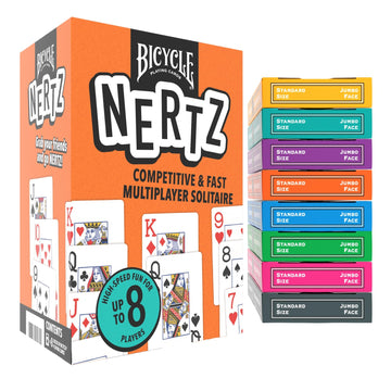 Bicycle Nertz Card Game (Solitaire) , 8 Decks of Jumbo Index Playing Cards, Fast-Paced Multiplayer Family Card Game for Kids and Adults, Classic