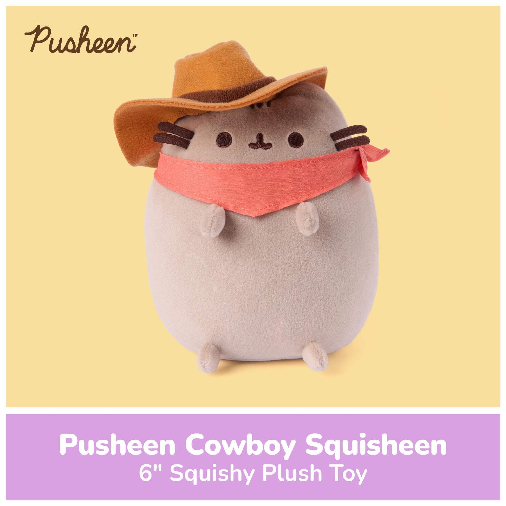 GUND Pusheen Cowboy Squisheen 6-Inch Squishy Plush Toy; Ages 8+