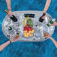POZA Inflatable Silver Floating Cooler - Luxurious Drink Holder Filled with Sparkly Confetti, Premium Party Float with 8 Holders, Serving Bar