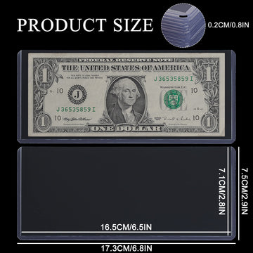 Uncle Paul 35PCS Banknote Topload Holders - Bill Currency PVC Clear Holders Top-Load Sleeves Display Holder for Paper Money Collection PN03L35