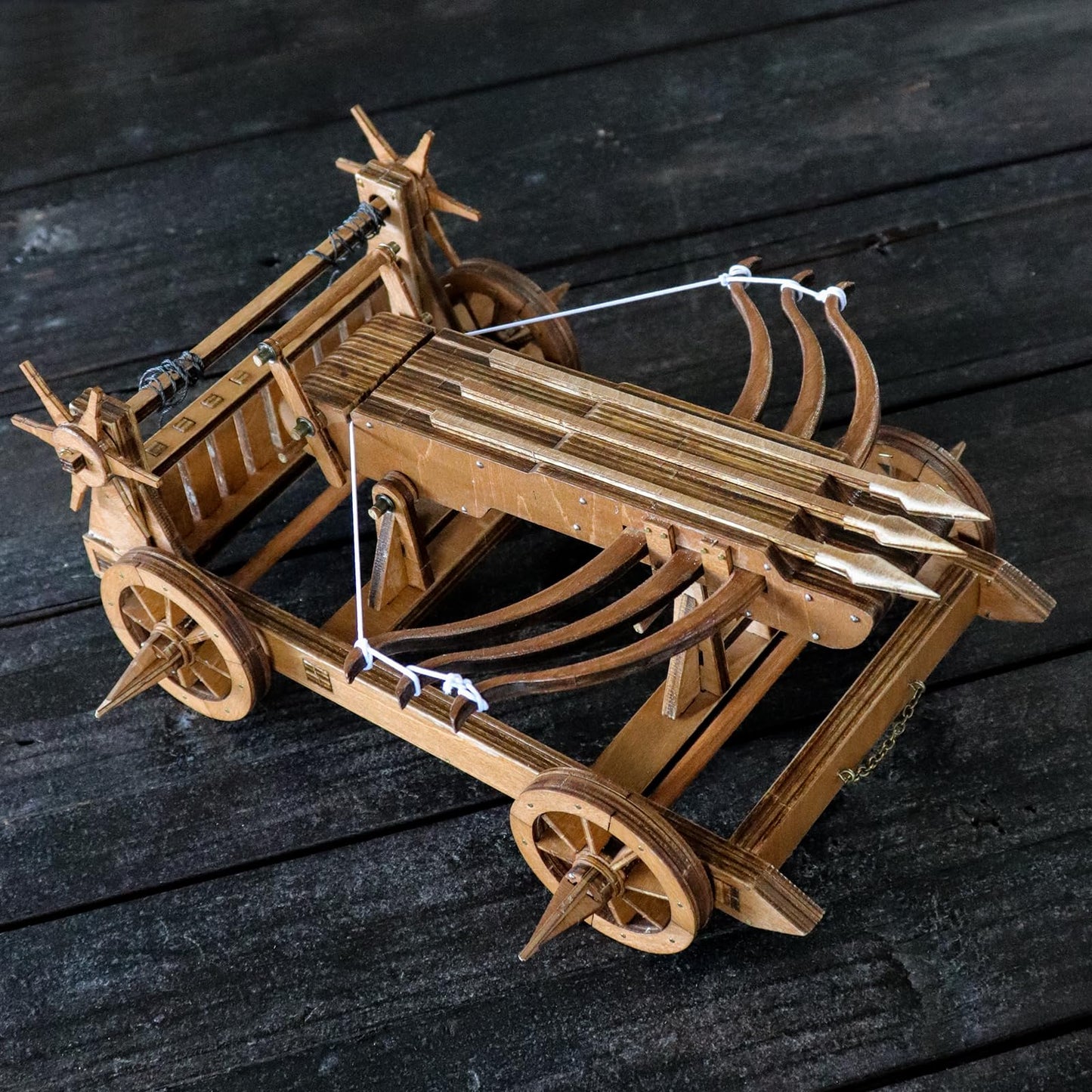 YAQUMW The Wu-HOU Crossbow Chariot Three Kingdoms Weapons Scale Model Kits-DIY 3D Wooden PuzzleTabletop Game Toy Retro Mechanical
