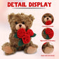 Plushland Stuffed Mocha Rose Bear, Plush Bear Toy for Kids & Adults - Red Rose in Hand - Brown-6 inches