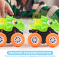 lalalark JOVA Dinosaur Toys for 2 3 4 5 Year Old Boys - 3 Pack Monster Truck Toys with Friction Power 360° Rotating Push and Go Cars - Toddler Cars