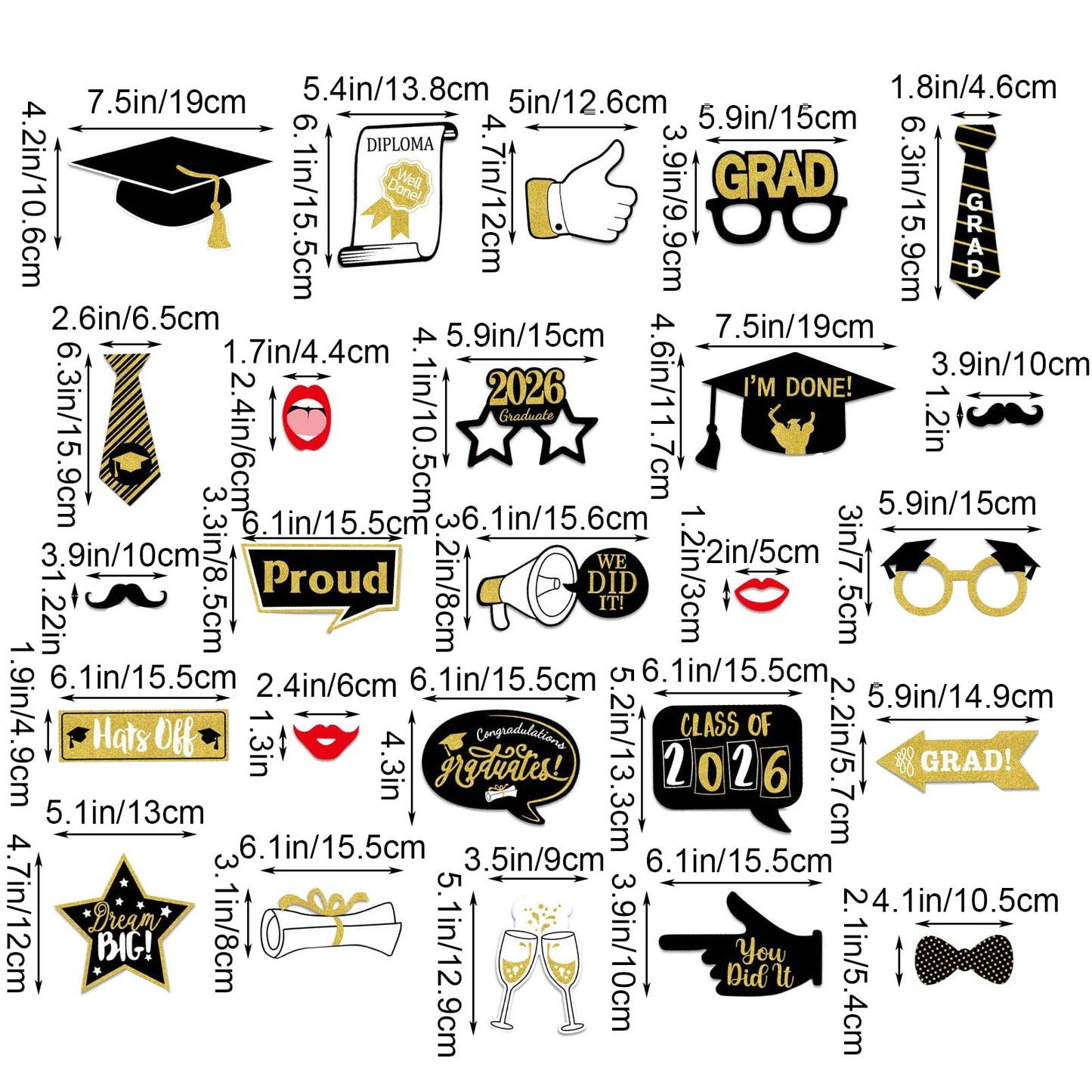 25Pcs Graduation Photo Booth Props Grad Party Favors Supplies