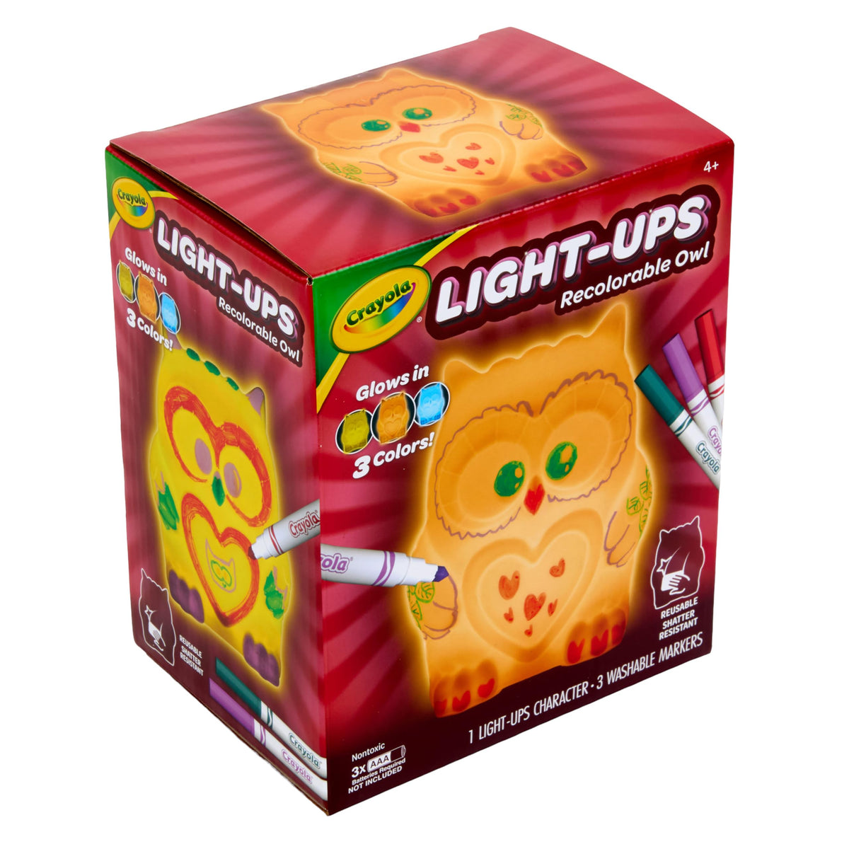 Crayola Light-Ups - Owl, Reusable Light Up Owl Toy, Fall Craft for Kids, Cute Glow in The Dark Decor & Night Light, Art Toys for Boys & Girls, Ages 4+