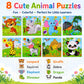 NASHRIO Wooden Puzzles for Toddlers Age 3-5, 8 Pack Animal and Dinosaur Jigsaw Puzzles, Preschool Educational Toys, Wooden Puzzle Set for Boys Girls
