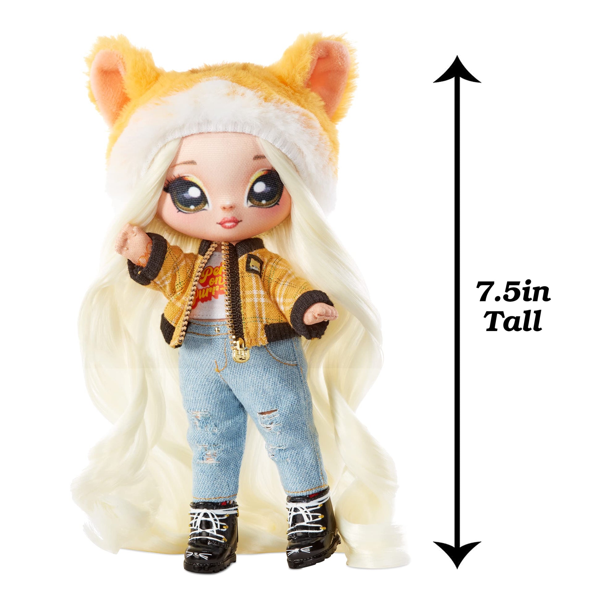 Na Na Na Surprise Glam Series 2 Tabitha Nekota - Tabby Cat-Inspired 7.5" Fashion Doll with Platinum Blonde Hair and Metallic Clip-on Kitty Purse