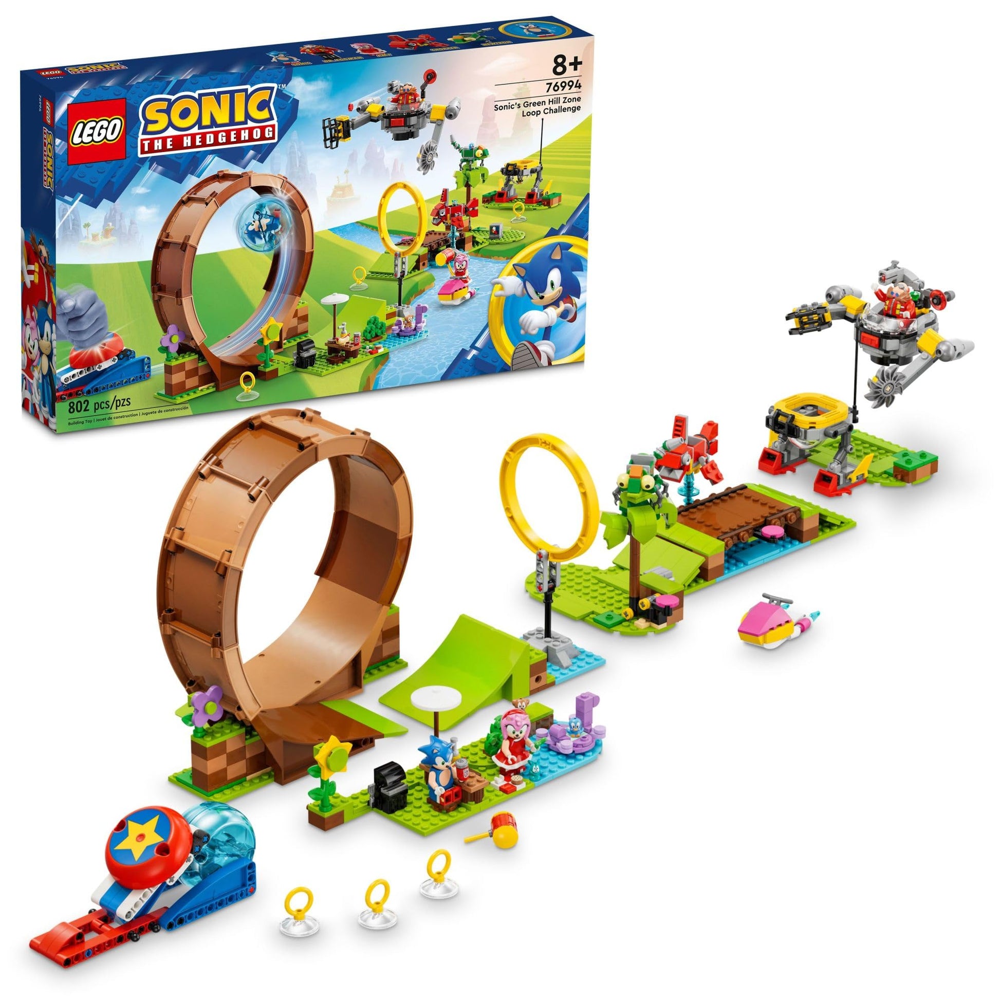 LEGO Sonic The Hedgehog Sonic’s Green Hill Zone Loop Challenge Building Toy Set, Sonic Adventure Toy with 9 Sonic and Friends Characters, Fun Gift for