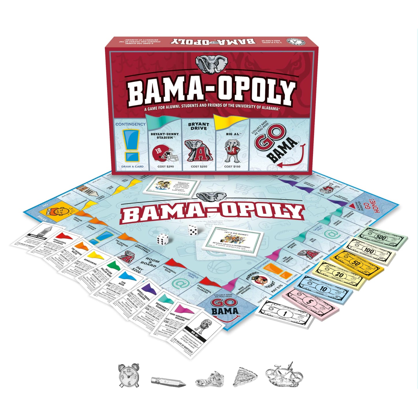 Late for the Sky BAMAOPOLY University of Alabama Board Game, Campus Landmarks Edition, 2-6 Players Ages 8+, Family Party Strategy Opoly for Alumni