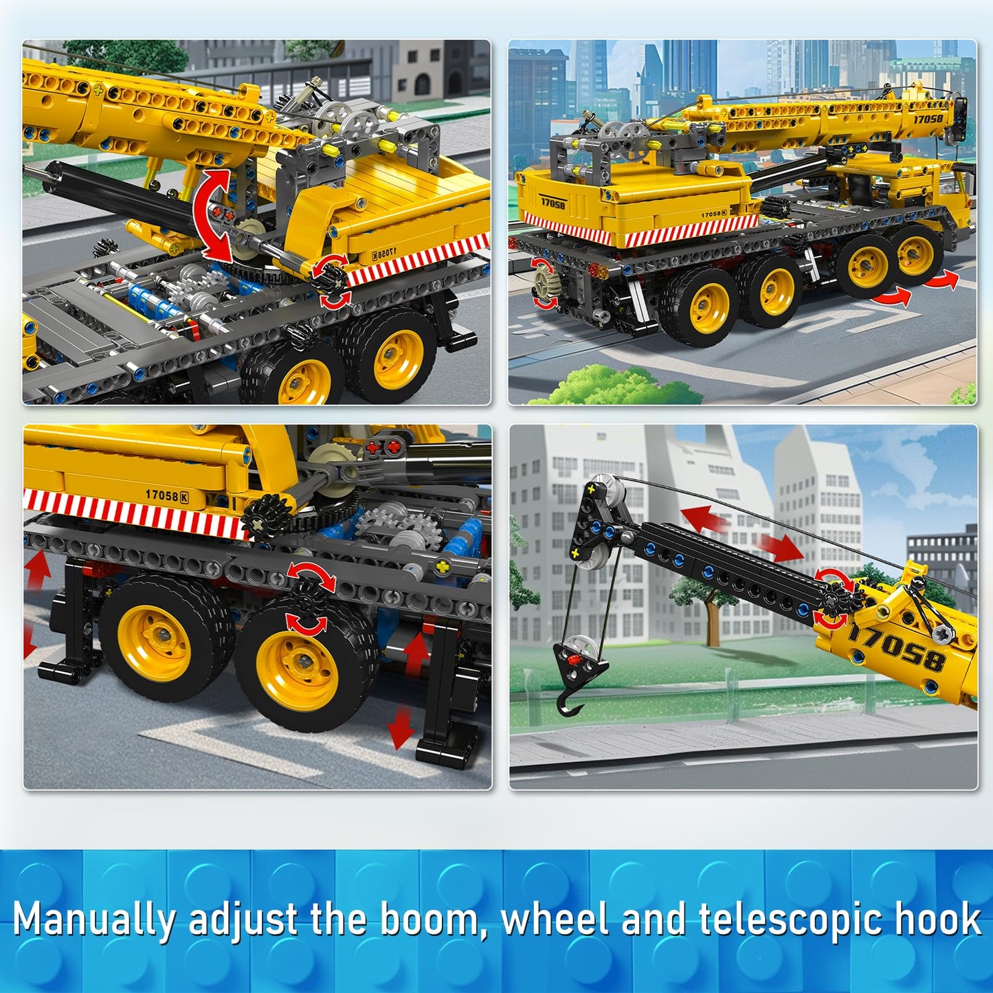 Mould King 17058 City Mobile Crane Truck Toy Building Set, Construction Vehicle Model Blocks Kit for Adults, Toys Gifts for Kids Children, Playset