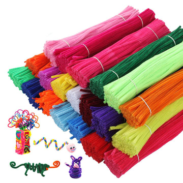 2000 Pieces Pipe Cleaners Assorted Colors Chenille Stems for DIY Art Craft Decorations, 20 Colors Craft Pipe Cleaners for Creative School Projects, 6
