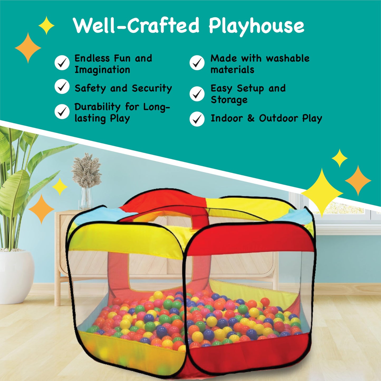 Kids Ball Pit Pop Up Large Tent for Toddlers - Indoor & Outdoor Gift Toys for Infants Girls & Boys, Baby Playpen with Zipper Storage Bag, BallPit