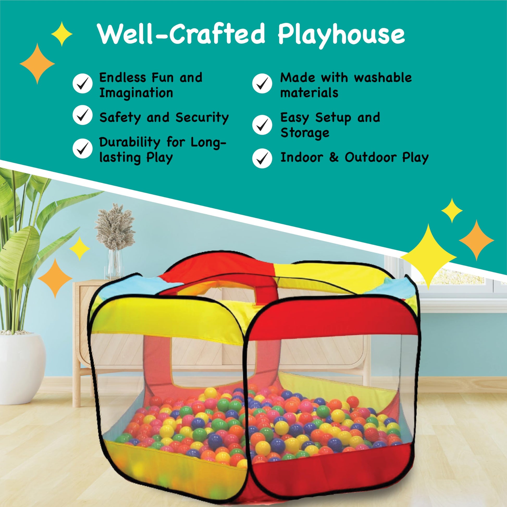 Kids Ball Pit Pop Up Large Tent for Toddlers - Indoor & Outdoor Gift Toys for Infants Girls & Boys, Baby Playpen with Zipper Storage Bag, BallPit