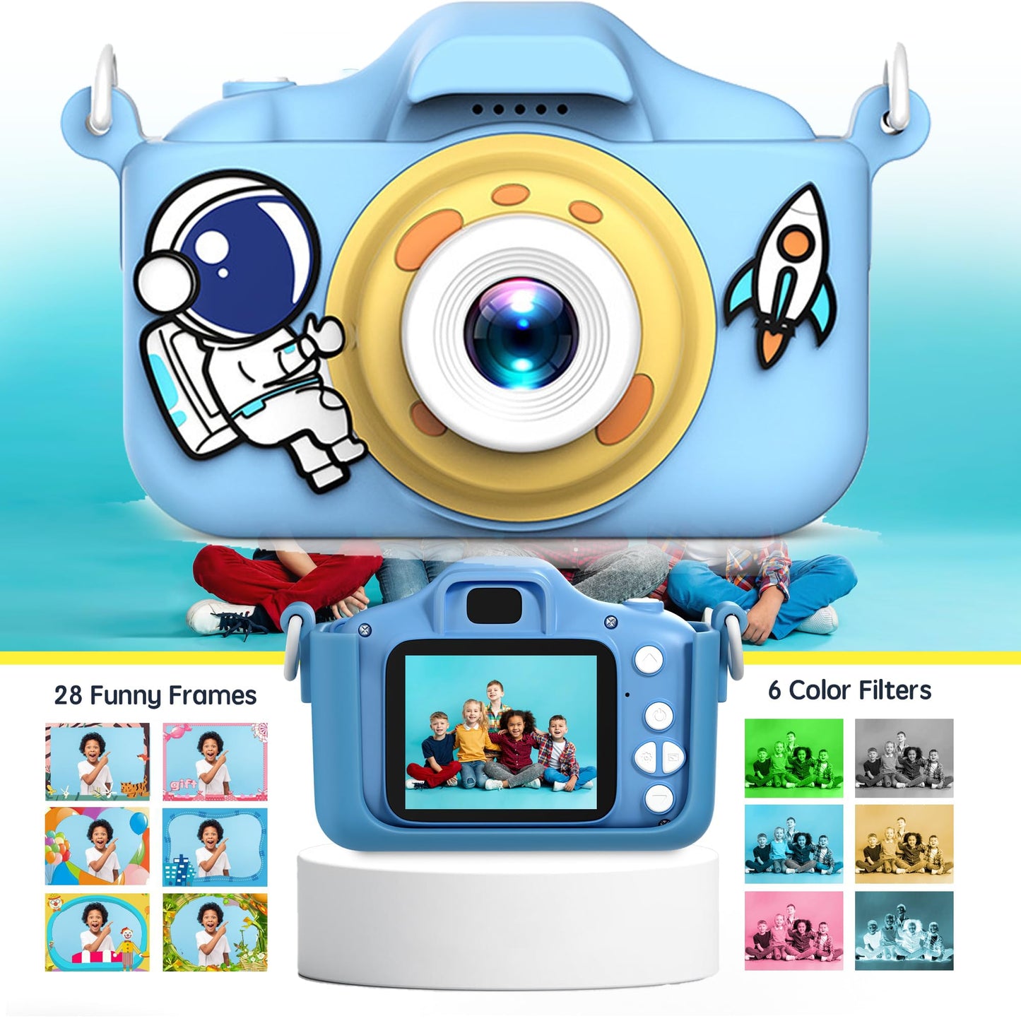 Kids Camera Toys Toddler Digital Camera for Boys Girls, Selfie 1080P HD Video Camera for 3 4 5 6 7 8 9 Year Old Boys Girls with 32GB TF Card,Kids