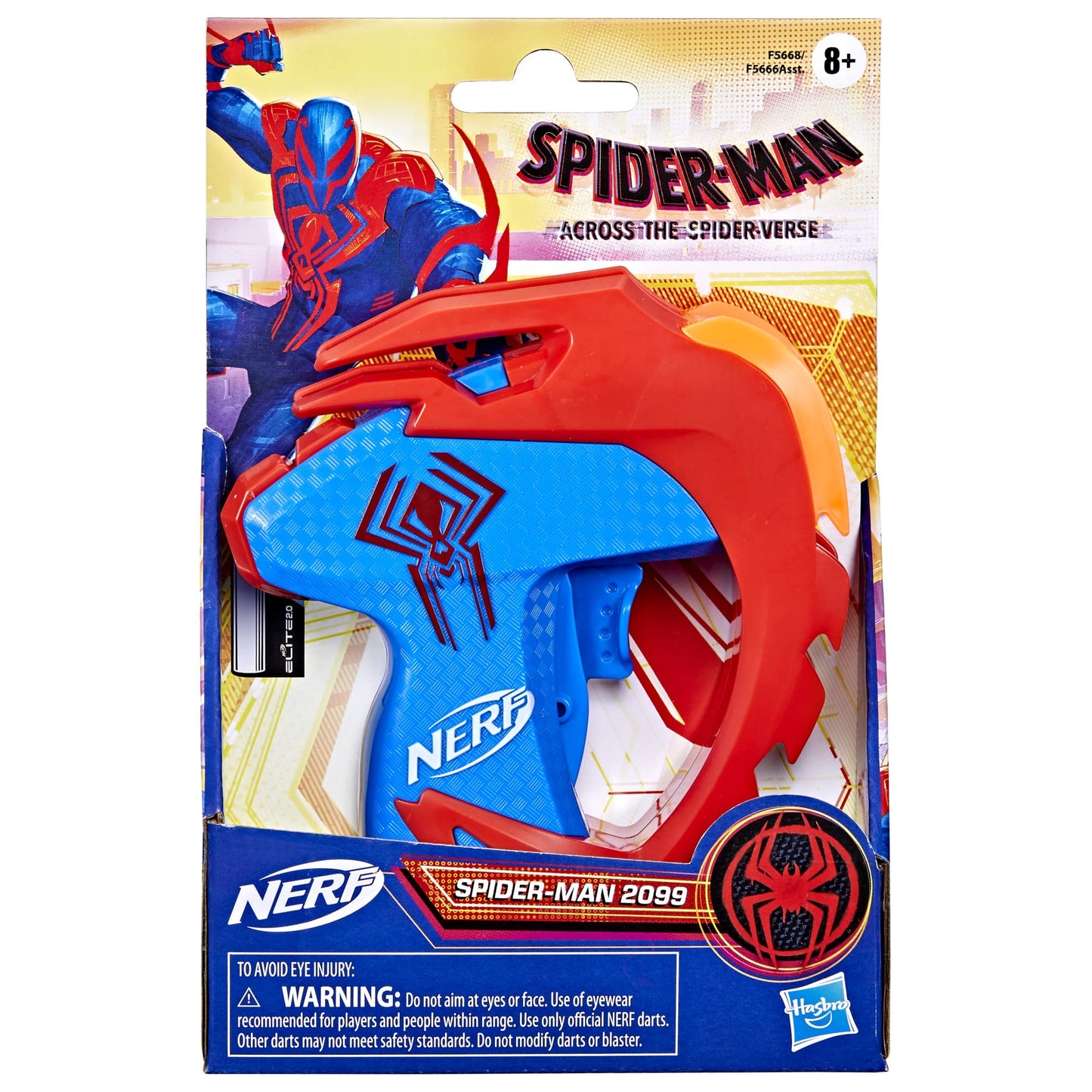 Nerf Spider-Man: Across The Spider-Verse, Spider-Man 2099 MicroShots Dart Blaster, Movie Inspired Design, 2 Elite Darts