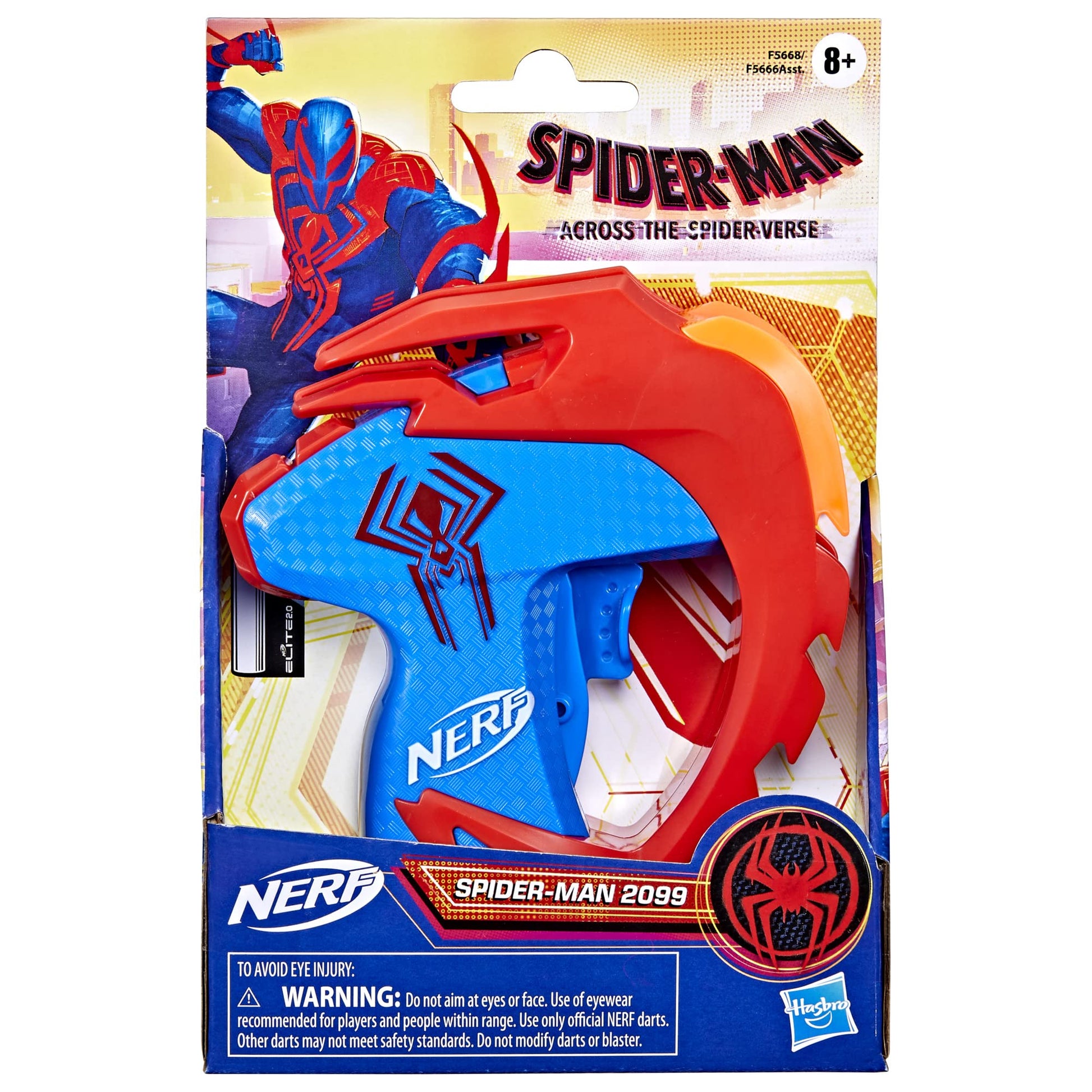 Nerf Spider-Man: Across The Spider-Verse, Spider-Man 2099 MicroShots Dart Blaster, Movie Inspired Design, 2 Elite Darts