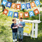 Blue Orange Birthday Decoration Banner, Blue Dog Birthday Party Decoration for 2nd Boys Girls Party Celebration