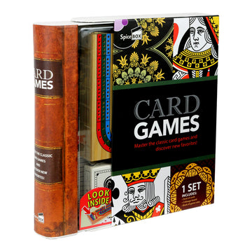 SpiceBox Classic Card Games for Adults and Kids, Fun Playing Cards Gift Set with Cribbage Board, Gin Rummy, 10 Classic Card Games Lessons