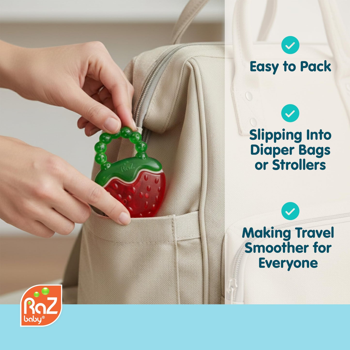 RaZbaby Fruit Koolers 3-Pack Koolers Water-Filled Teethers - Fun Fruit-Inspired Cooling Relief for 3M+ | Safe, BPA-Free Teether that Soothes Tender
