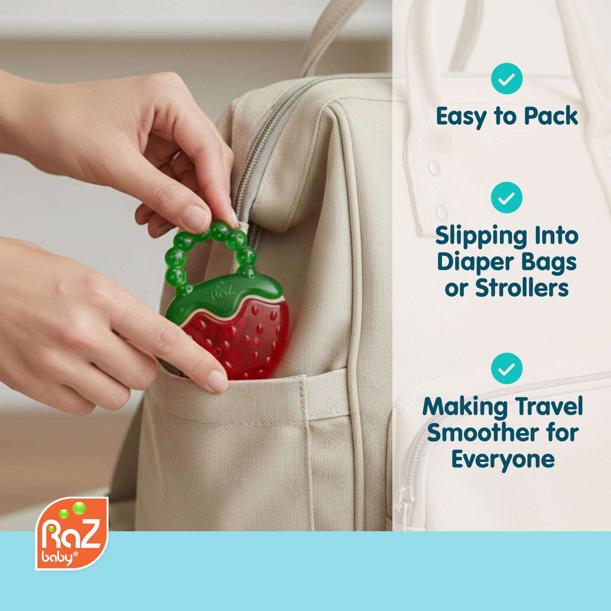RaZbaby Fruit Koolers 3-Pack Koolers Water-Filled Teethers - Fun Fruit-Inspired Cooling Relief for 3M+ | Safe, BPA-Free Teether that Soothes Tender