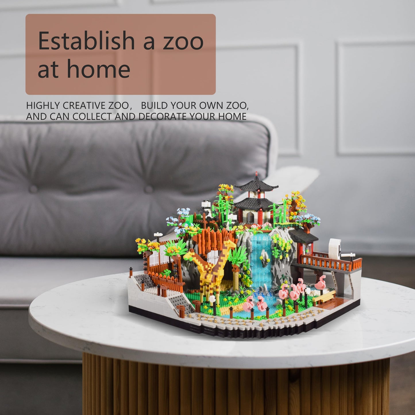 TEXXXIAN Zoo Micro Mini Bricks Desert Building Blocks,Creative Ideals Zoological Park Architecture Toy Present Model for Adults and Kids Age of 14+